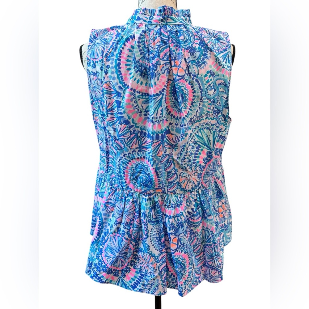 Lilly Pulitzer Blouse Novella Ruffle Hem Tank Top Women’s Size Large NWT - Picture 4 of 16